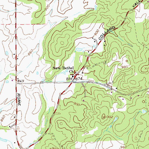 Topographic Map of New Bethel Church, GA
