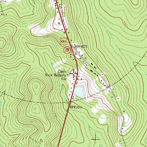 Topographic Map of New Bethels Church, GA