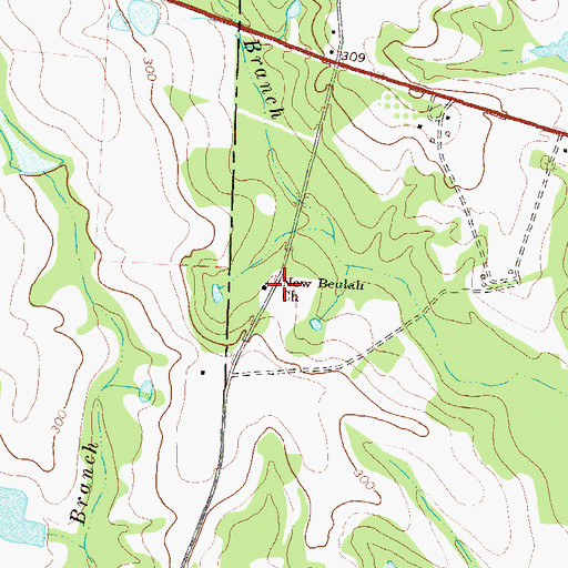 Topographic Map of New Beulah Church, GA
