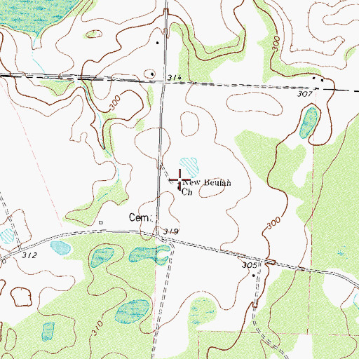 Topographic Map of New Beulah Church, GA