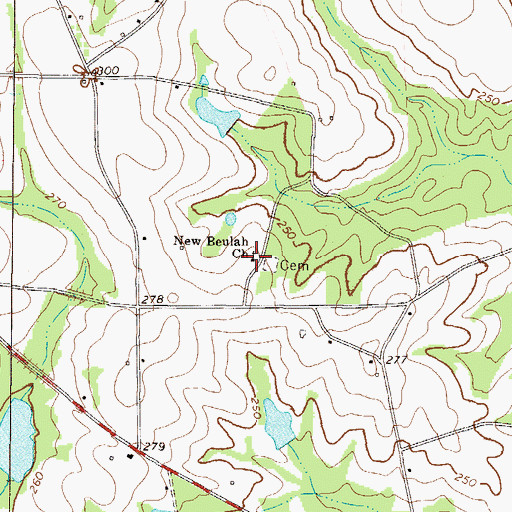 Topographic Map of New Beulah Church, GA