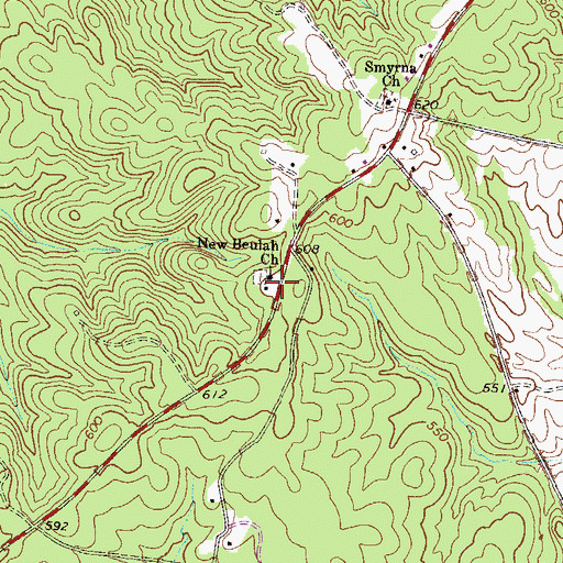 Topographic Map of New Beulah Church, GA