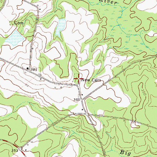 Topographic Map of New Cemetery, GA