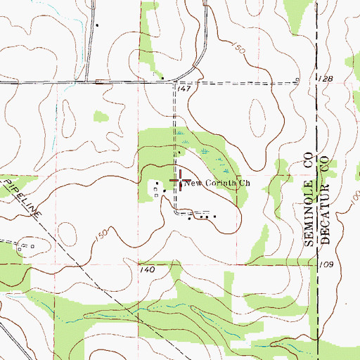 Topographic Map of New Corinth Church, GA