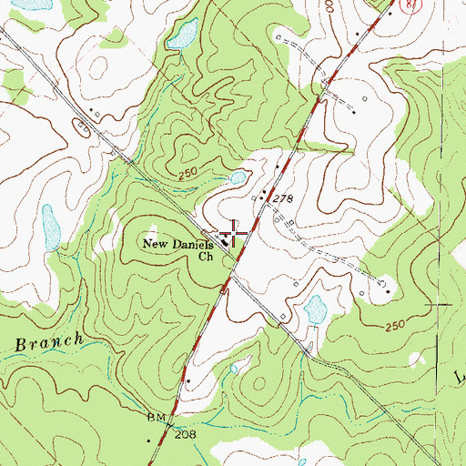Topographic Map of New Daniels Church, GA