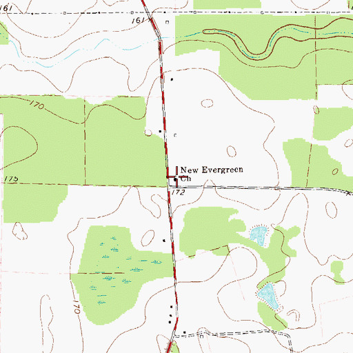 Topographic Map of New Evergreen Church, GA