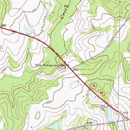 Topographic Map of New Evergreen Church, GA
