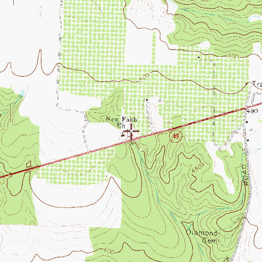 Topographic Map of New Faith Church, GA