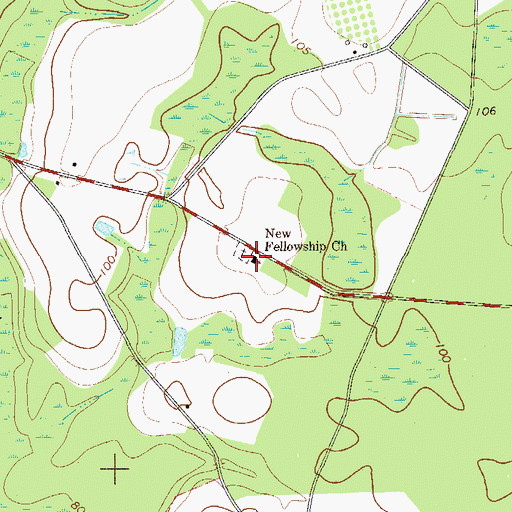 Topographic Map of New Fellowship Church, GA