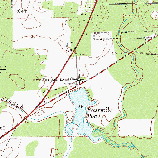 Topographic Map of New Fountain Head Church, GA