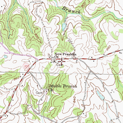 Topographic Map of New Franklin Church, GA