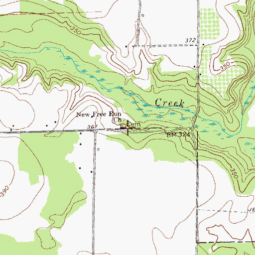Topographic Map of New Free Run Church, GA