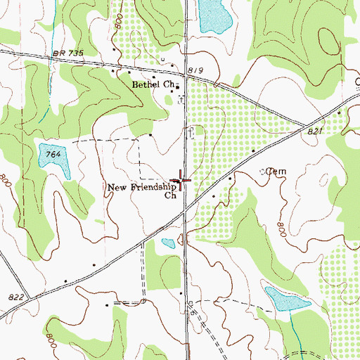 Topographic Map of New Friendship Church, GA