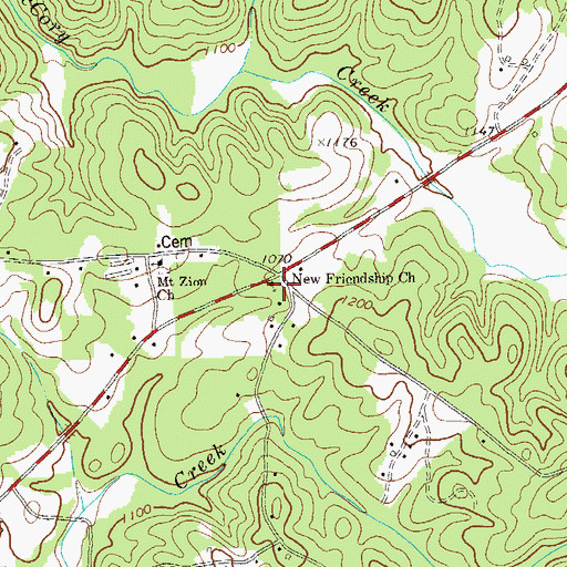 Topographic Map of New Friendship Church, GA