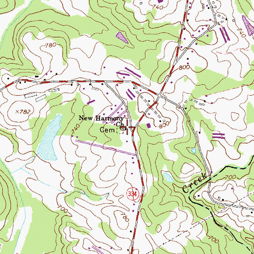 Topographic Map of New Harmony Church, GA
