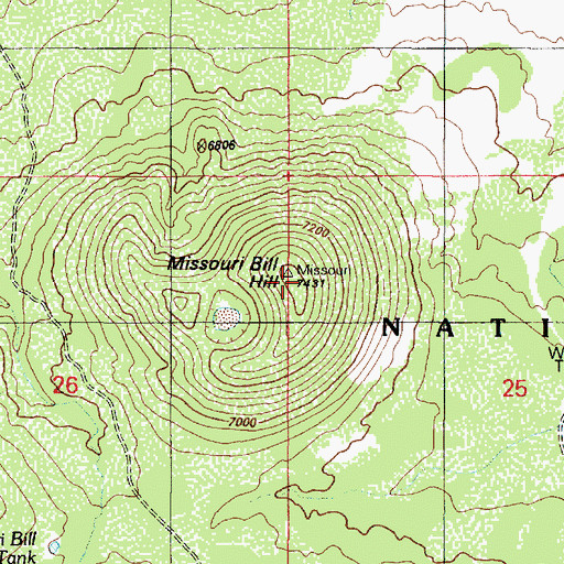 Topographic Map of Missouri Bill Hill, AZ