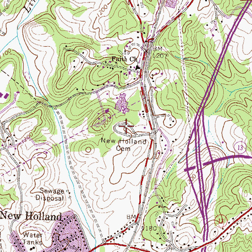 Topographic Map of New Holland Cemetery, GA