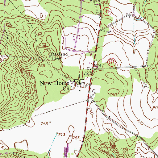 Topographic Map of New Home Church, GA