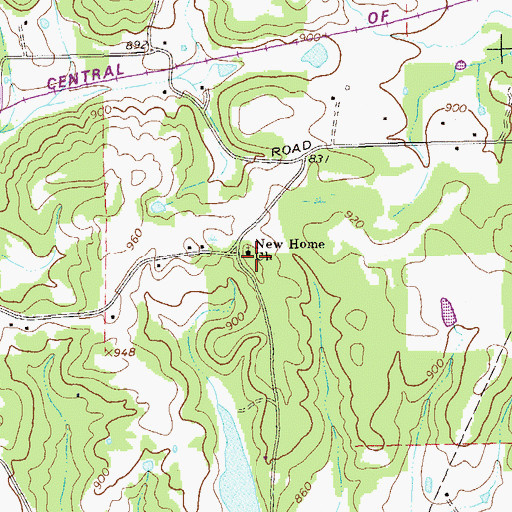 Topographic Map of New Home Church, GA