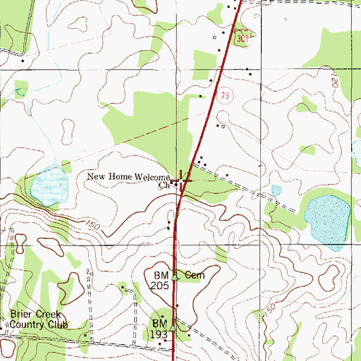 Topographic Map of New Home Welcome Church, GA