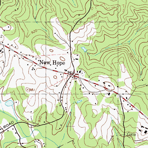 Topographic Map of New Hope, GA