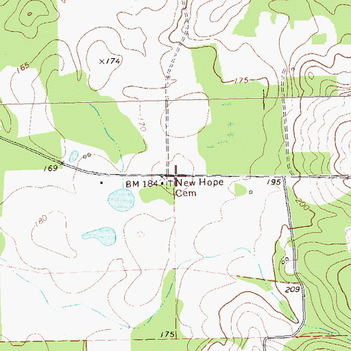 Topographic Map of New Hope Cemetery, GA