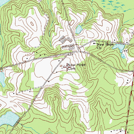 Topographic Map of New Hope Cemetery, GA