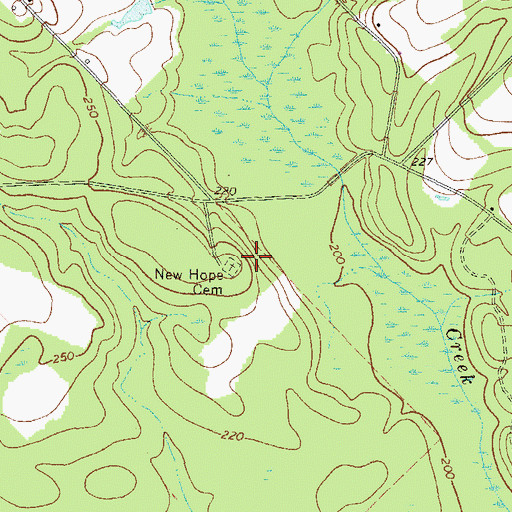 Topographic Map of New Hope Cemetery, GA