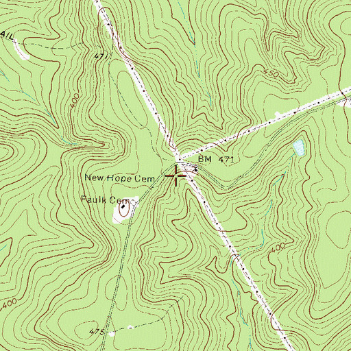Topographic Map of New Hope Cemetery, GA