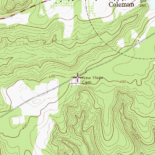 Topographic Map of New Hope Cemetery, GA