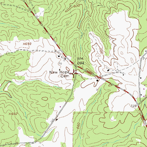 Topographic Map of New Hope Cemetery, GA