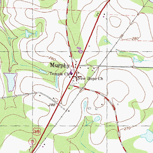 Topographic Map of New Hope Church, GA
