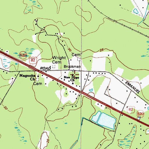 Topographic Map of New Hope Church, GA