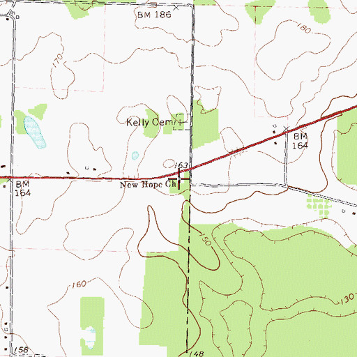Topographic Map of New Hope Church, GA