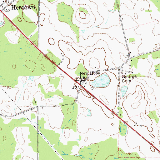 Topographic Map of New Hope Church, GA