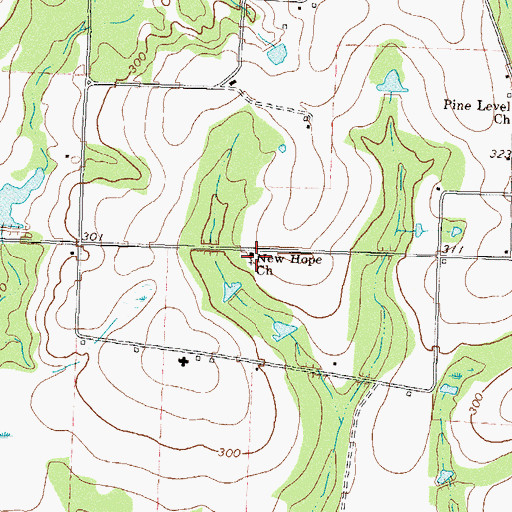 Topographic Map of New Hope Church, GA