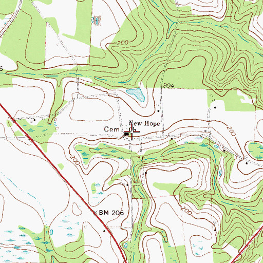 Topographic Map of New Hope Church, GA