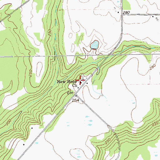 Topographic Map of New Hope Church, GA
