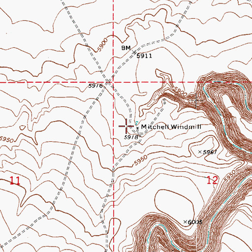 Topographic Map of Mitchell Windmill, AZ