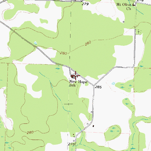 Topographic Map of New Hope School, GA