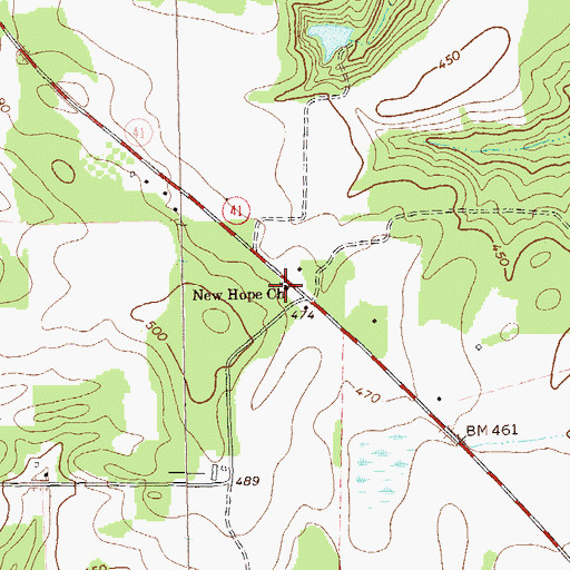 Topographic Map of New Hope Church, GA