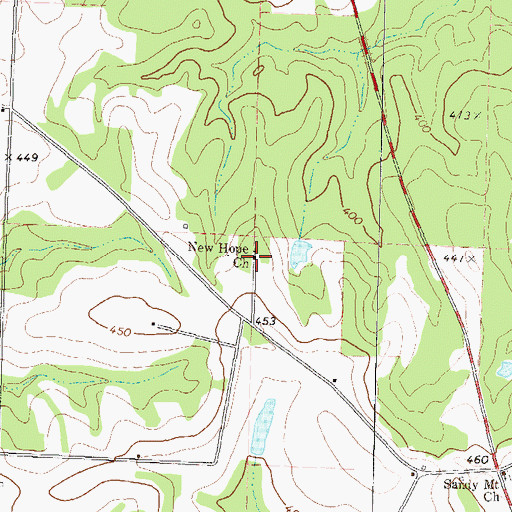 Topographic Map of New Hope Church, GA