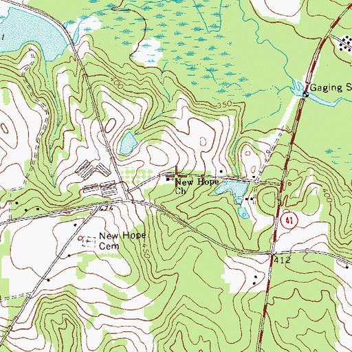 Topographic Map of New Hope Church, GA