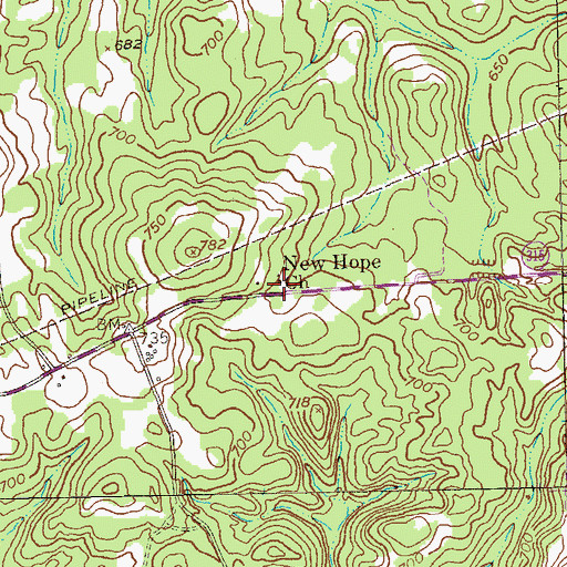 Topographic Map of New Hope Church, GA