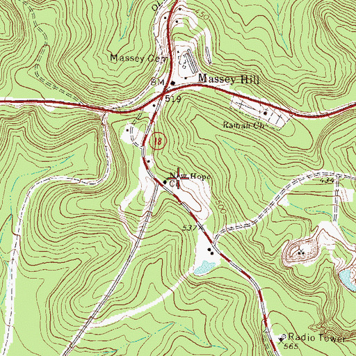 Topographic Map of New Hope Church, GA