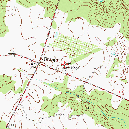 Topographic Map of New Hope Church, GA