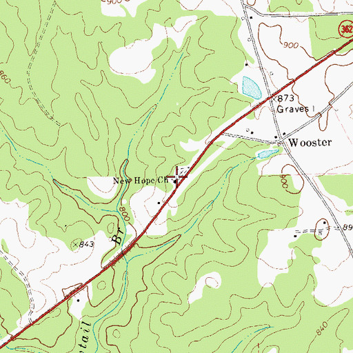 Topographic Map of New Hope Church, GA