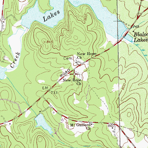 Topographic Map of New Hope Baptist Church, GA