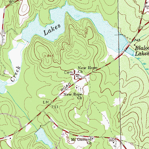 Topographic Map of New Hope Baptist Church, GA
