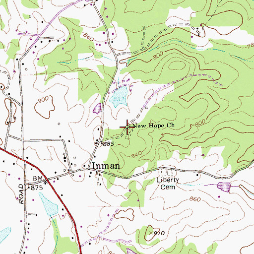 Topographic Map of New Hope Church, GA